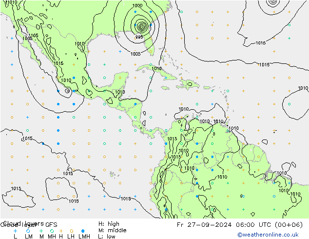 Cloud layer GFS  27.09.2024 06 UTC