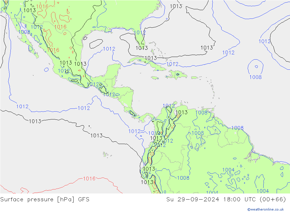 Pressione al suolo GFS dom 29.09.2024 18 UTC