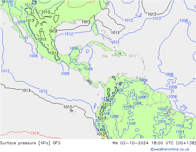 Luchtdruk (Grond) GFS wo 02.10.2024 18 UTC