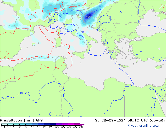 Yağış GFS Cts 28.09.2024 12 UTC