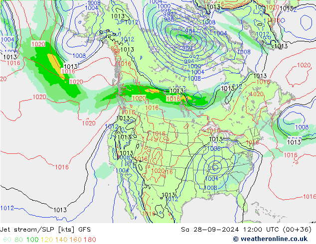 Courant-jet GFS sam 28.09.2024 12 UTC