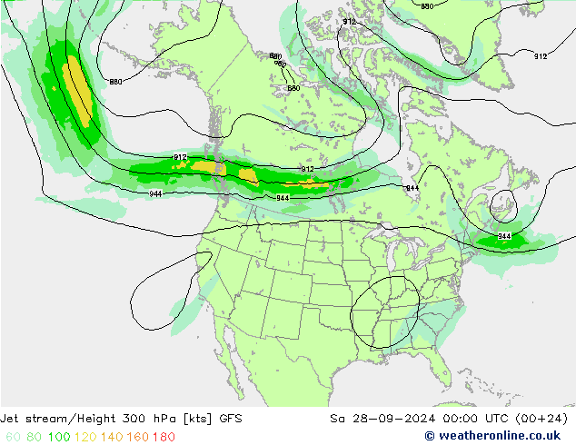 Corrente a getto GFS sab 28.09.2024 00 UTC