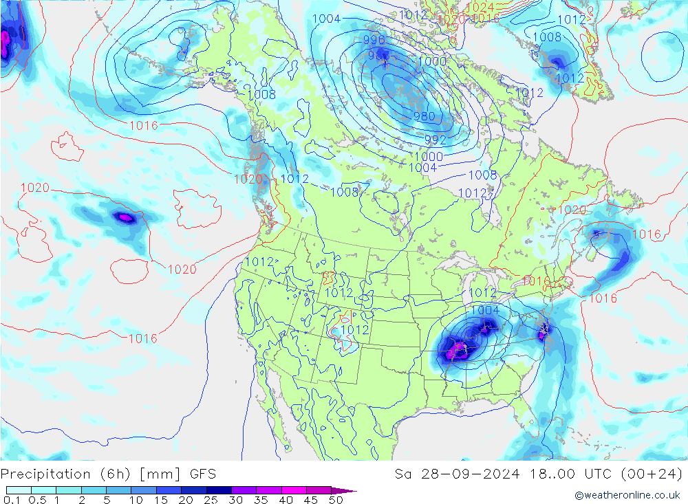 Z500/Rain (+SLP)/Z850 GFS Sa 28.09.2024 00 UTC