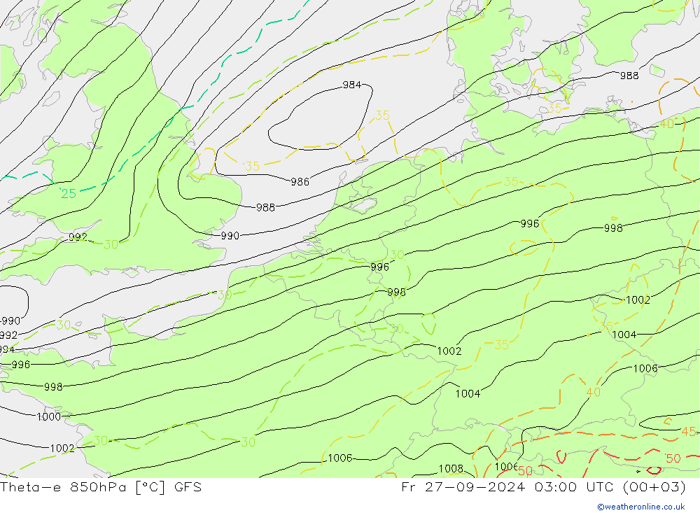 Theta-e 850hPa GFS vr 27.09.2024 03 UTC