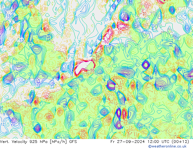 Vert. Velocity 925 hPa GFS pt. 27.09.2024 12 UTC