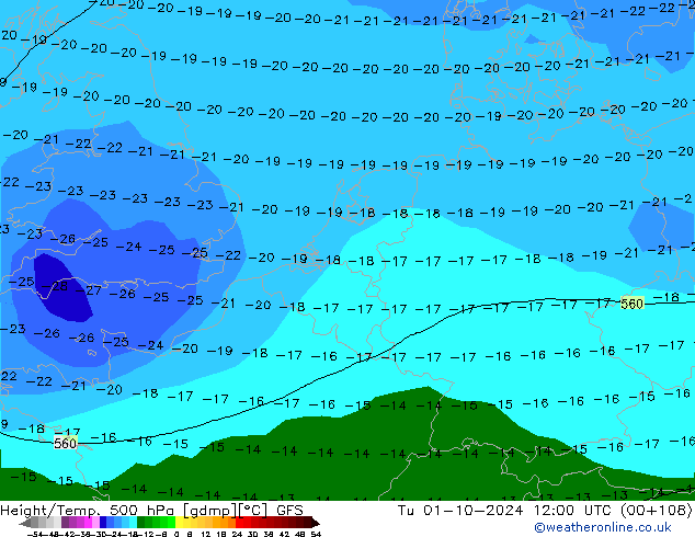 Z500/Rain (+SLP)/Z850 GFS mar 01.10.2024 12 UTC