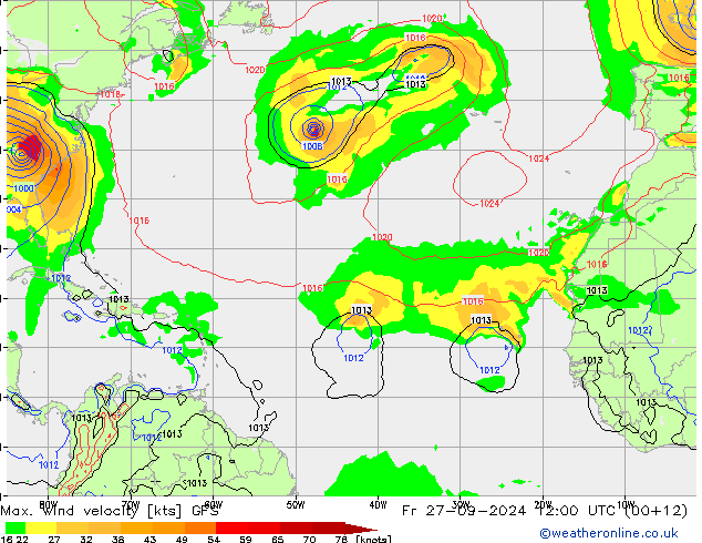 Max. wind velocity GFS Sex 27.09.2024 12 UTC