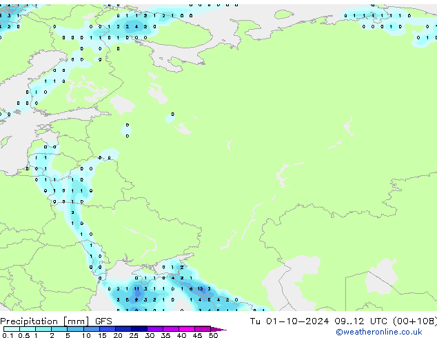 Neerslag GFS di 01.10.2024 12 UTC