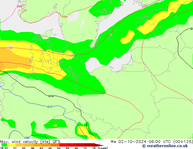 Max. wind velocity GFS  02.10.2024 06 UTC