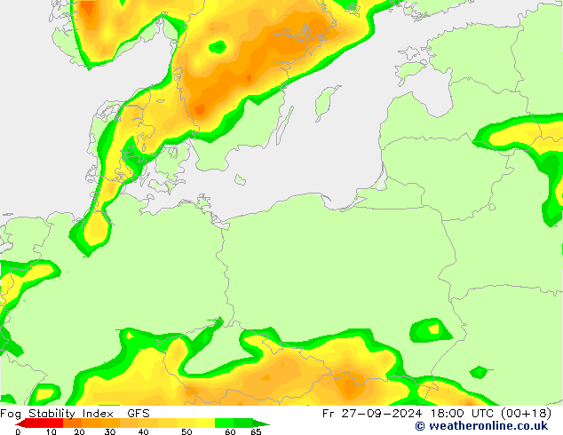 Fog Stability Index GFS ven 27.09.2024 18 UTC