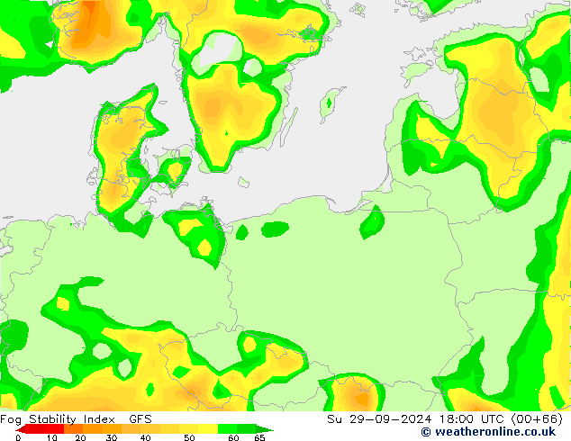 Fog Stability Index GFS Вс 29.09.2024 18 UTC