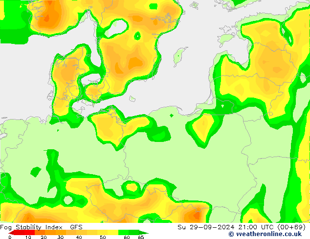 Fog Stability Index GFS zo 29.09.2024 21 UTC