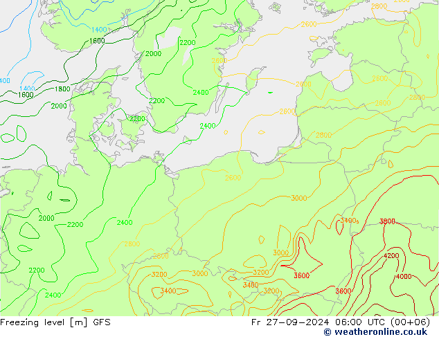 Isotherme 0° GFS ven 27.09.2024 06 UTC