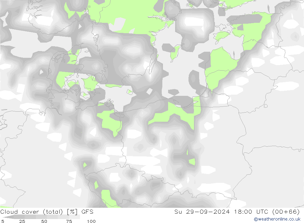 Cloud cover (total) GFS Ne 29.09.2024 18 UTC