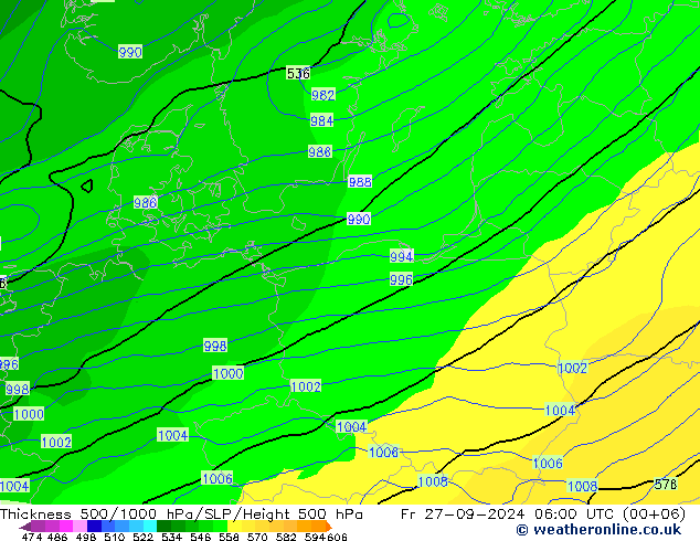Thck 500-1000гПа GFS пт 27.09.2024 06 UTC