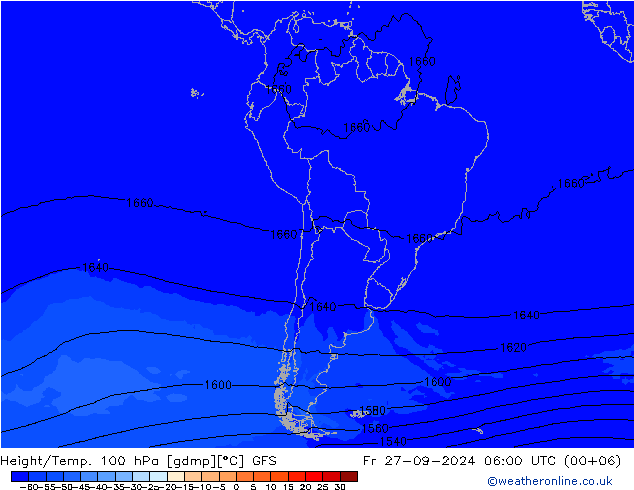 Height/Temp. 100 hPa GFS  27.09.2024 06 UTC