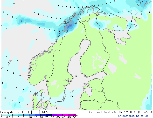 Z500/Rain (+SLP)/Z850 GFS Sa 05.10.2024 12 UTC