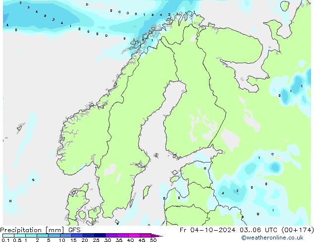 Precipitazione GFS ven 04.10.2024 06 UTC