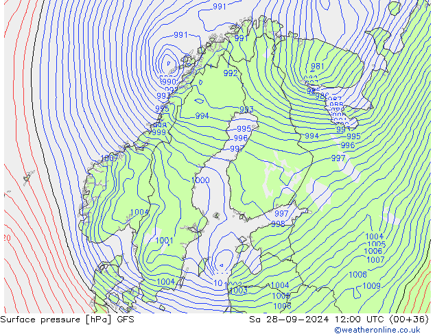 GFS: sam 28.09.2024 12 UTC