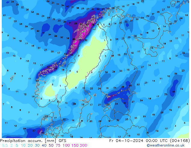 Precipitation accum. GFS październik 2024