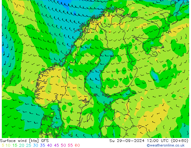 Surface wind GFS Su 29.09.2024 12 UTC