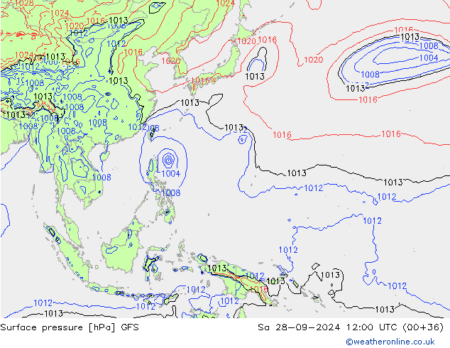 pression de l'air GFS sam 28.09.2024 12 UTC