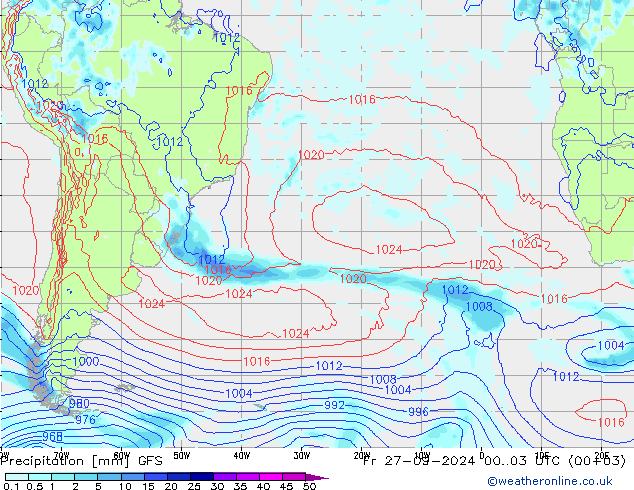 Niederschlag GFS Fr 27.09.2024 03 UTC