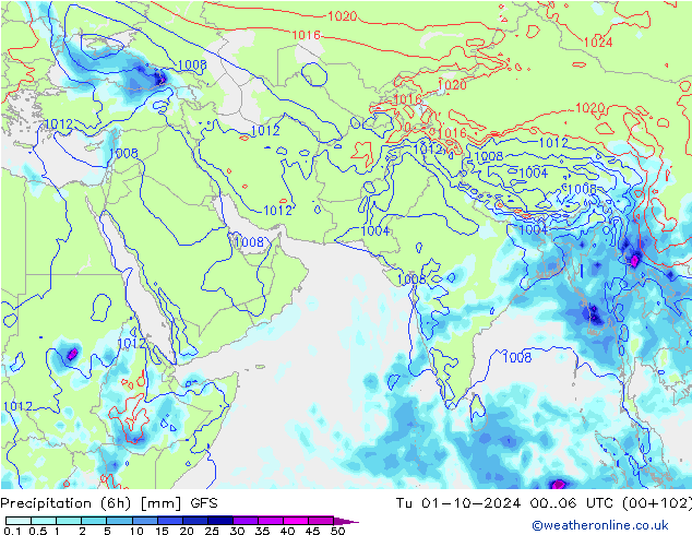 Z500/Rain (+SLP)/Z850 GFS mar 01.10.2024 06 UTC