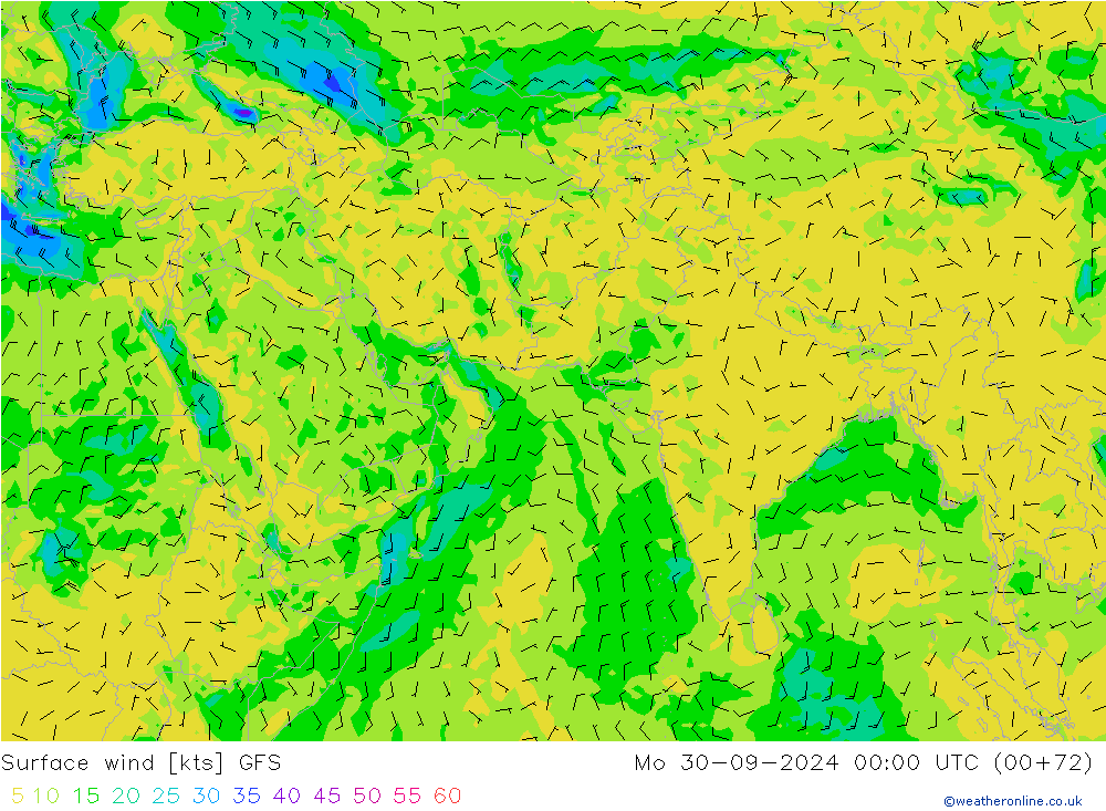 Vento 10 m GFS Seg 30.09.2024 00 UTC