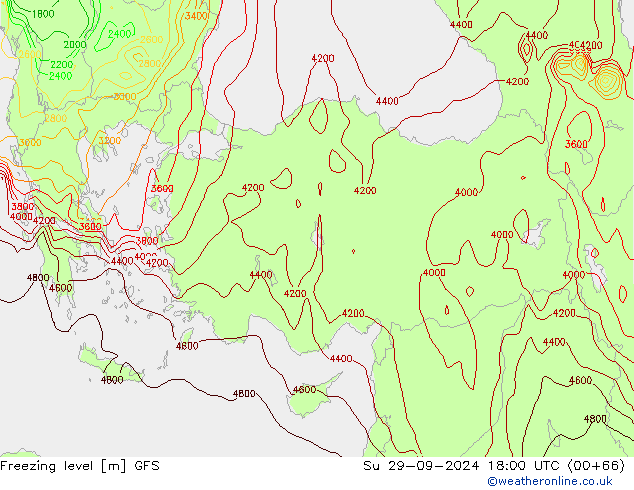 Freezing level GFS nie. 29.09.2024 18 UTC