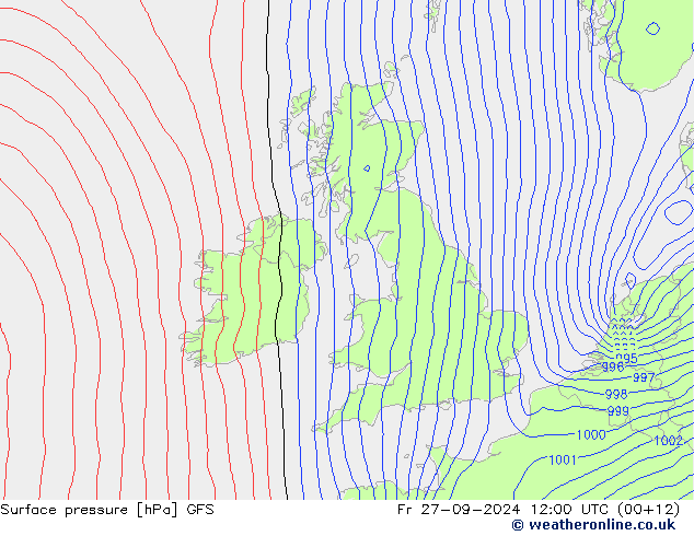 Surface pressure GFS Fr 27.09.2024 12 UTC