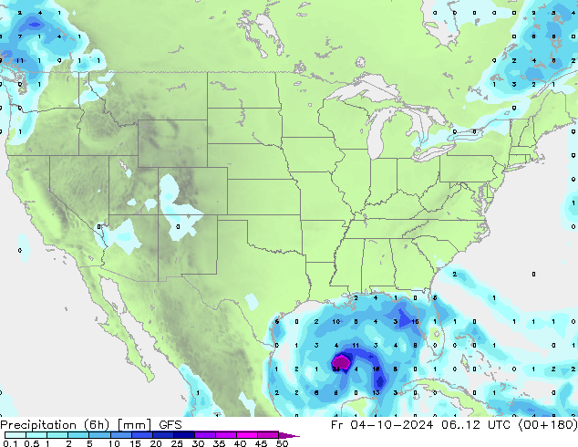 Z500/Rain (+SLP)/Z850 GFS ven 04.10.2024 12 UTC