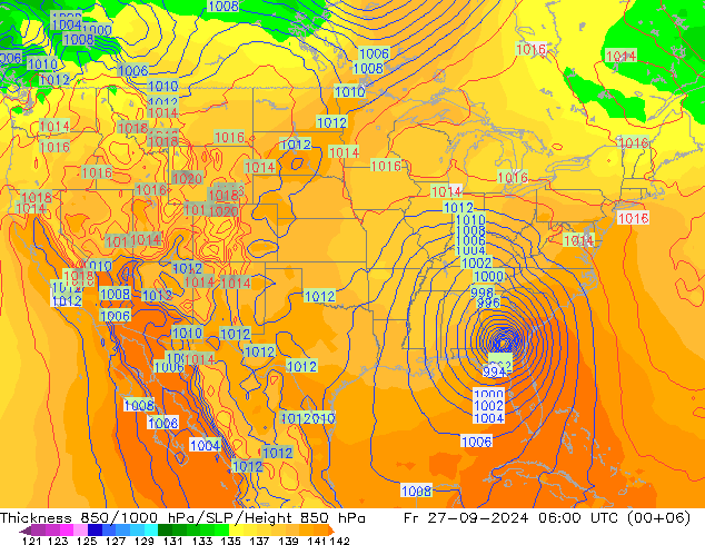 Thck 850-1000 hPa GFS Fr 27.09.2024 06 UTC