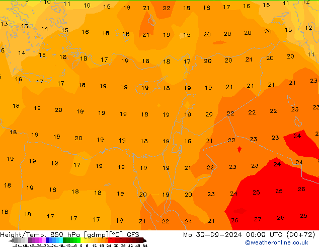 Z500/Yağmur (+YB)/Z850 GFS Pzt 30.09.2024 00 UTC