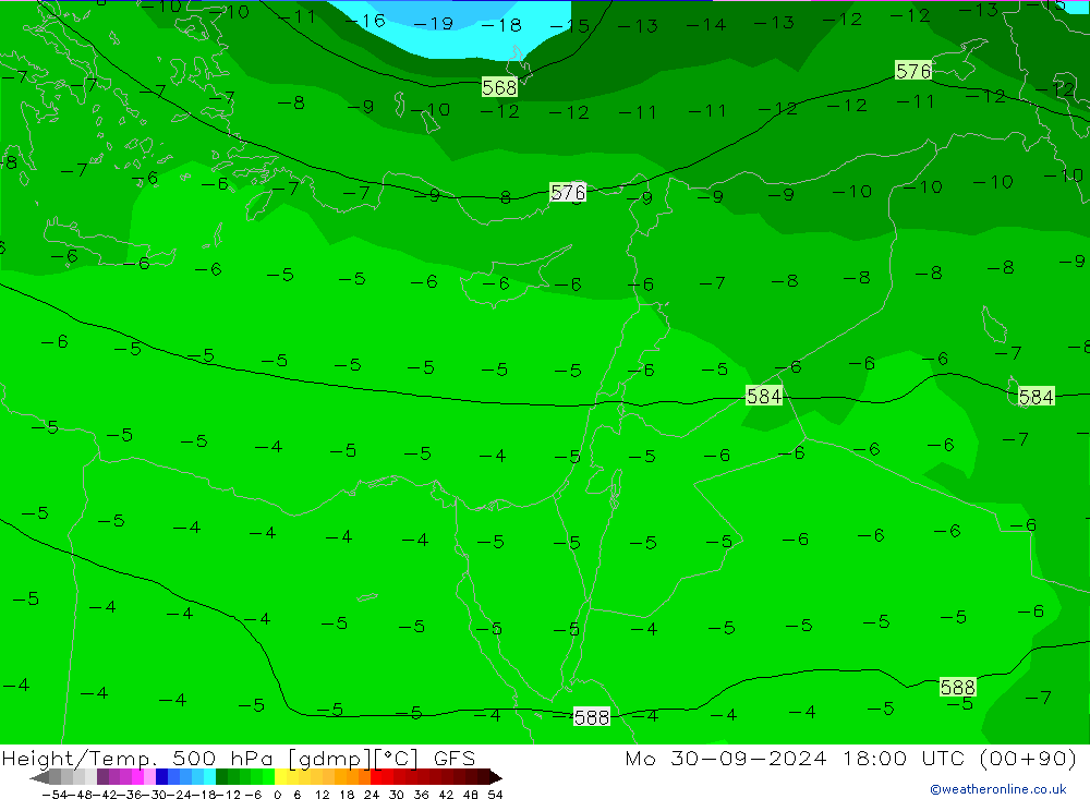 Z500/Rain (+SLP)/Z850 GFS Mo 30.09.2024 18 UTC