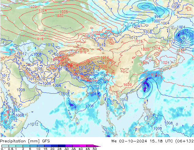 Neerslag GFS wo 02.10.2024 18 UTC