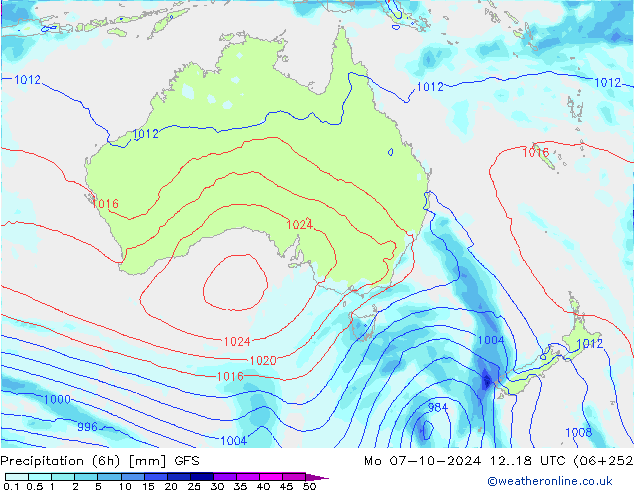 Z500/Rain (+SLP)/Z850 GFS Seg 07.10.2024 18 UTC