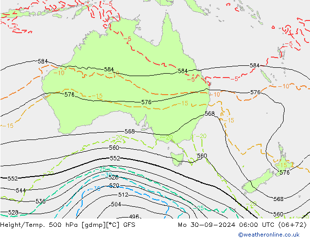 Hoogte/Temp. 500 hPa GFS september 2024