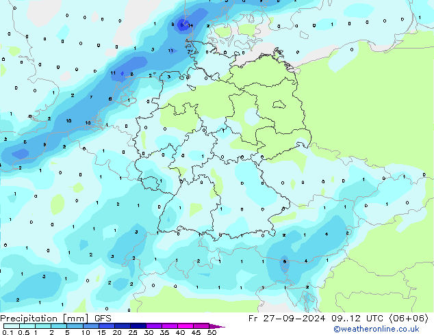 Precipitation GFS Fr 27.09.2024 12 UTC