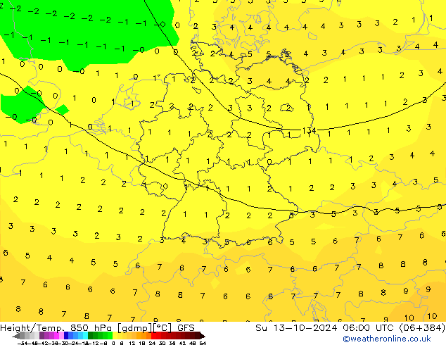 Z500/Regen(+SLP)/Z850 GFS zo 13.10.2024 06 UTC