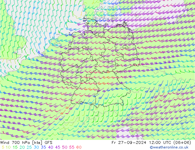 风 700 hPa GFS 星期五 27.09.2024 12 UTC