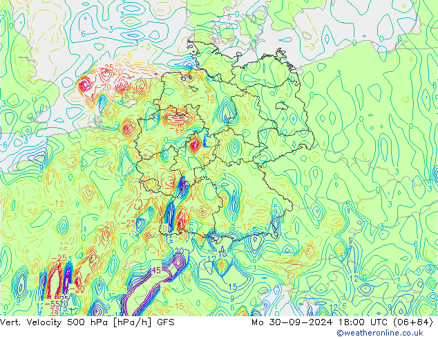 Vert. snelheid 500 hPa GFS ma 30.09.2024 18 UTC