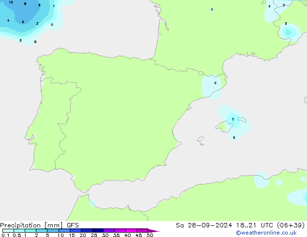 осадки GFS сб 28.09.2024 21 UTC