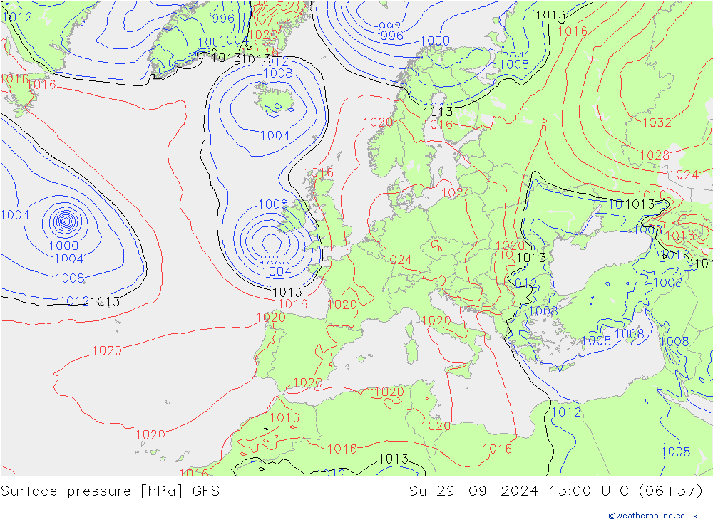 Luchtdruk (Grond) GFS zo 29.09.2024 15 UTC