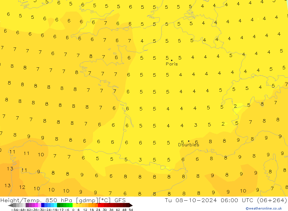 Z500/Regen(+SLP)/Z850 GFS di 08.10.2024 06 UTC