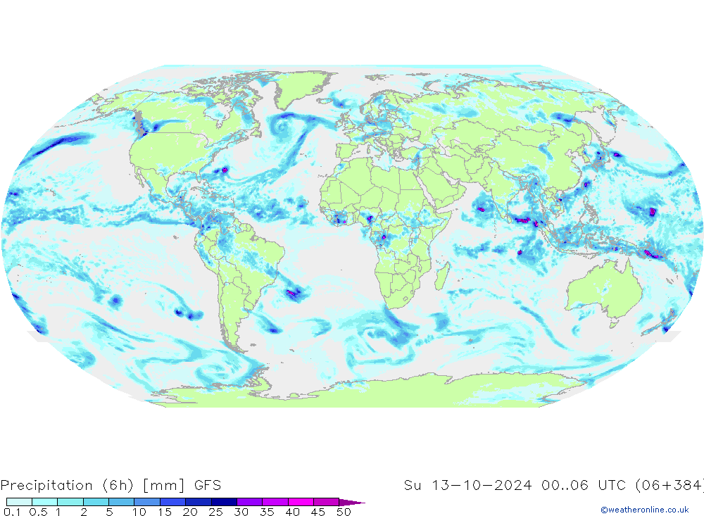 Z500/Rain (+SLP)/Z850 GFS Su 13.10.2024 06 UTC