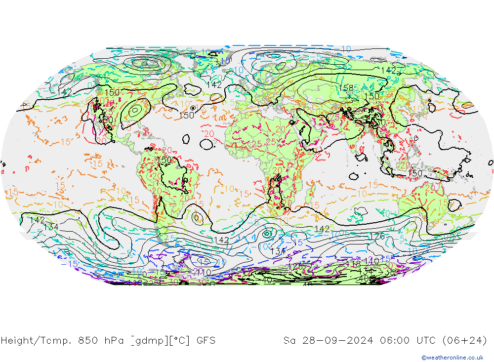 Height/Temp. 850 hPa GFS 星期六 28.09.2024 06 UTC