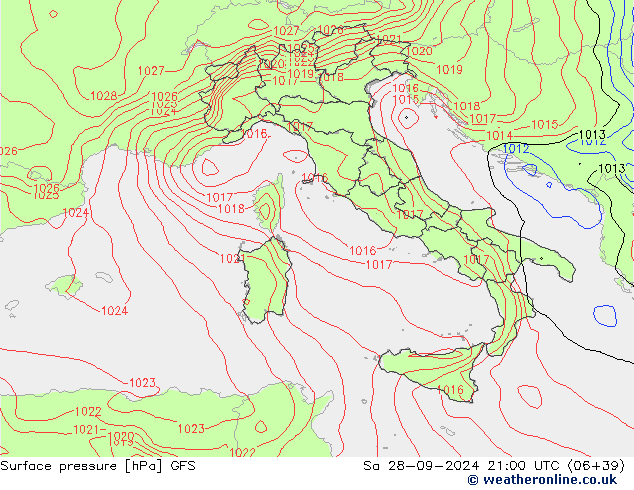 Luchtdruk (Grond) GFS za 28.09.2024 21 UTC