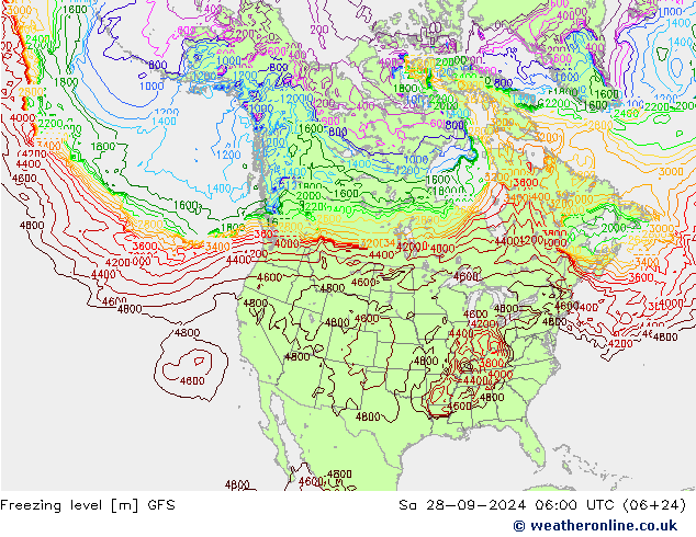 Freezing level GFS Sa 28.09.2024 06 UTC