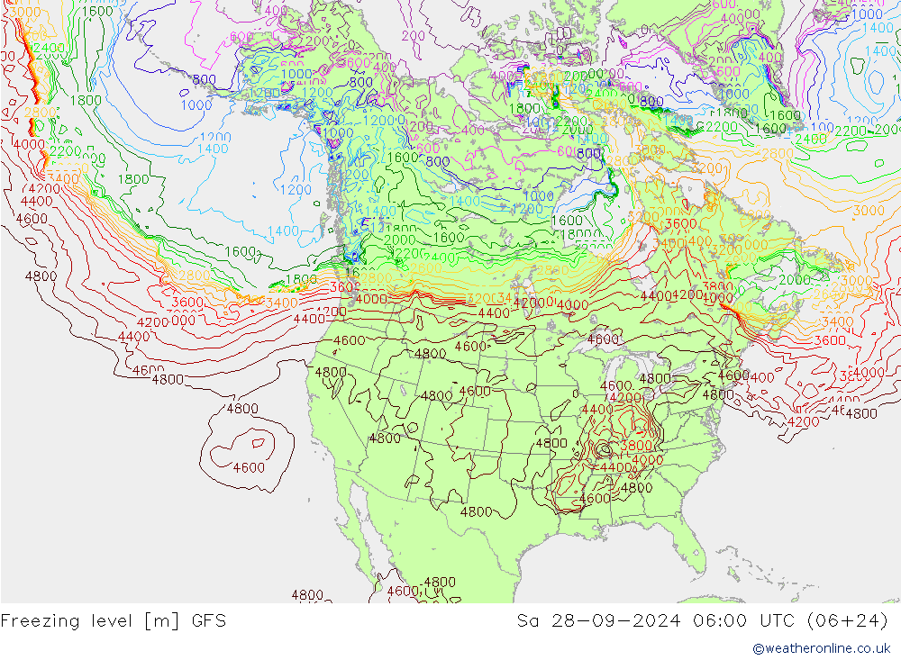 Freezing level GFS So 28.09.2024 06 UTC